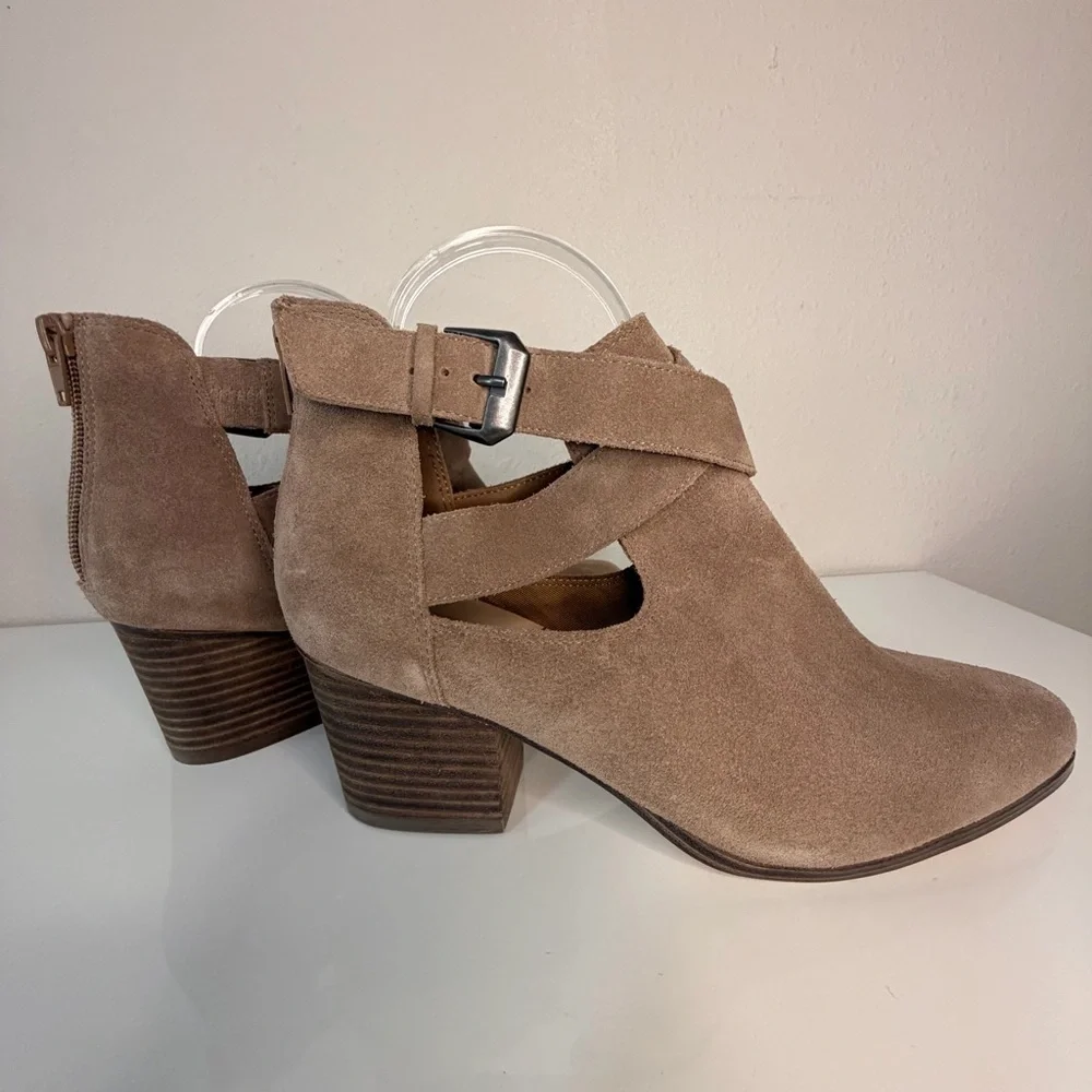 Sole Society Taupe Suede Cutout Ankle Booties